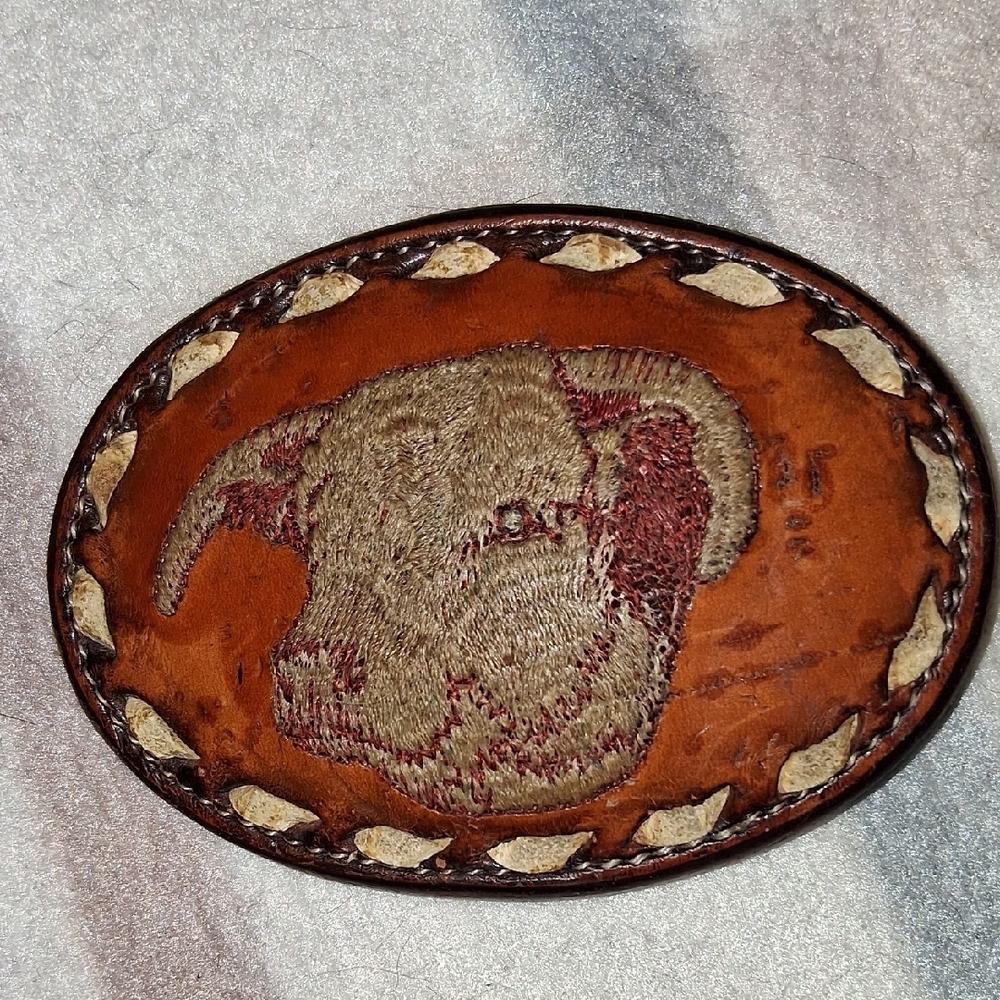 Tony Lama Brown Leather Belt Buckle
